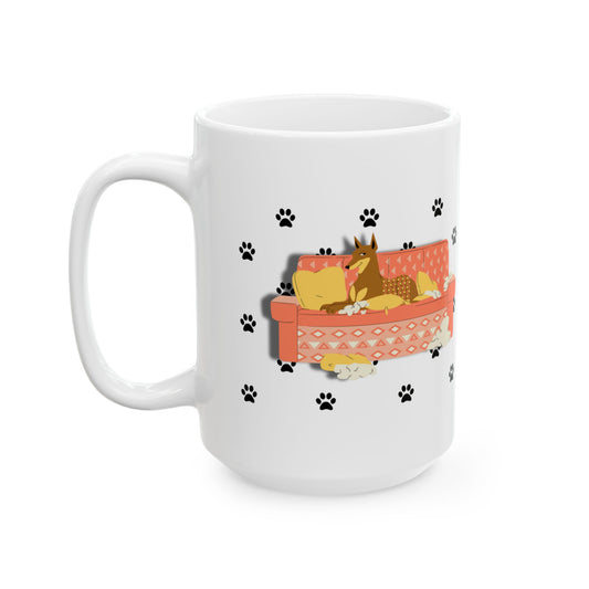 The Best Part of Going Home Is You Ceramic Mug – Dog & Couch Edition, 11oz / 15oz, Dishwasher Safe