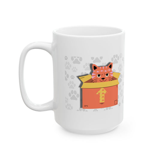 The Best Part of Getting a New Package Is You Ceramic Mug – Cat & Box Edition, 11oz / 15oz, Dishwasher Safe