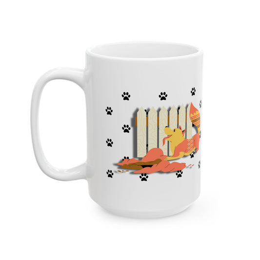 The Best Part of Home Improvement Is You Ceramic Mug – Dog & Fence Edition, 11oz / 15oz, Dishwasher Safe