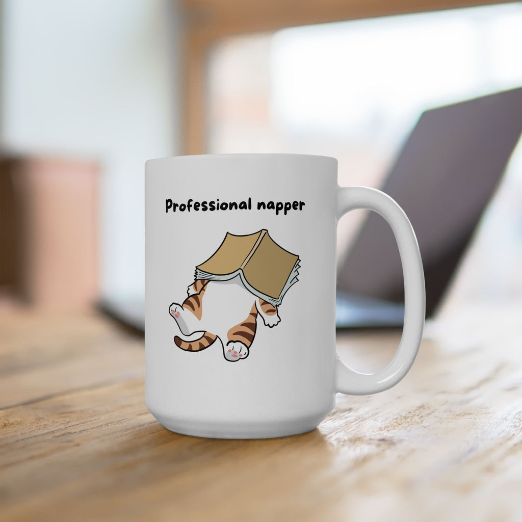 "Professional Napper" Ceramic Mug – 11oz / 15oz Cat Edition