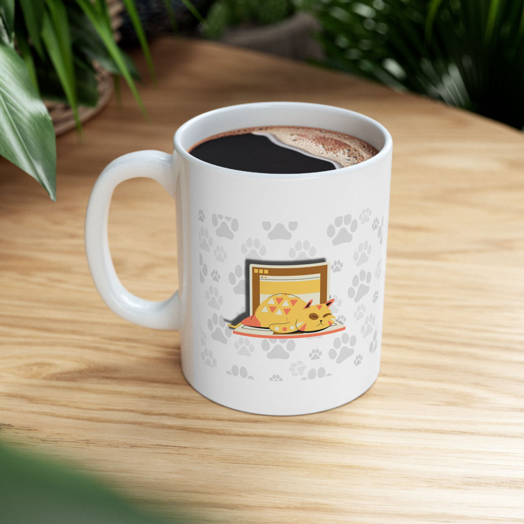 "The Best Part of Working Is You" Ceramic Mug – 11oz / 15oz Cat & Laptop Edition