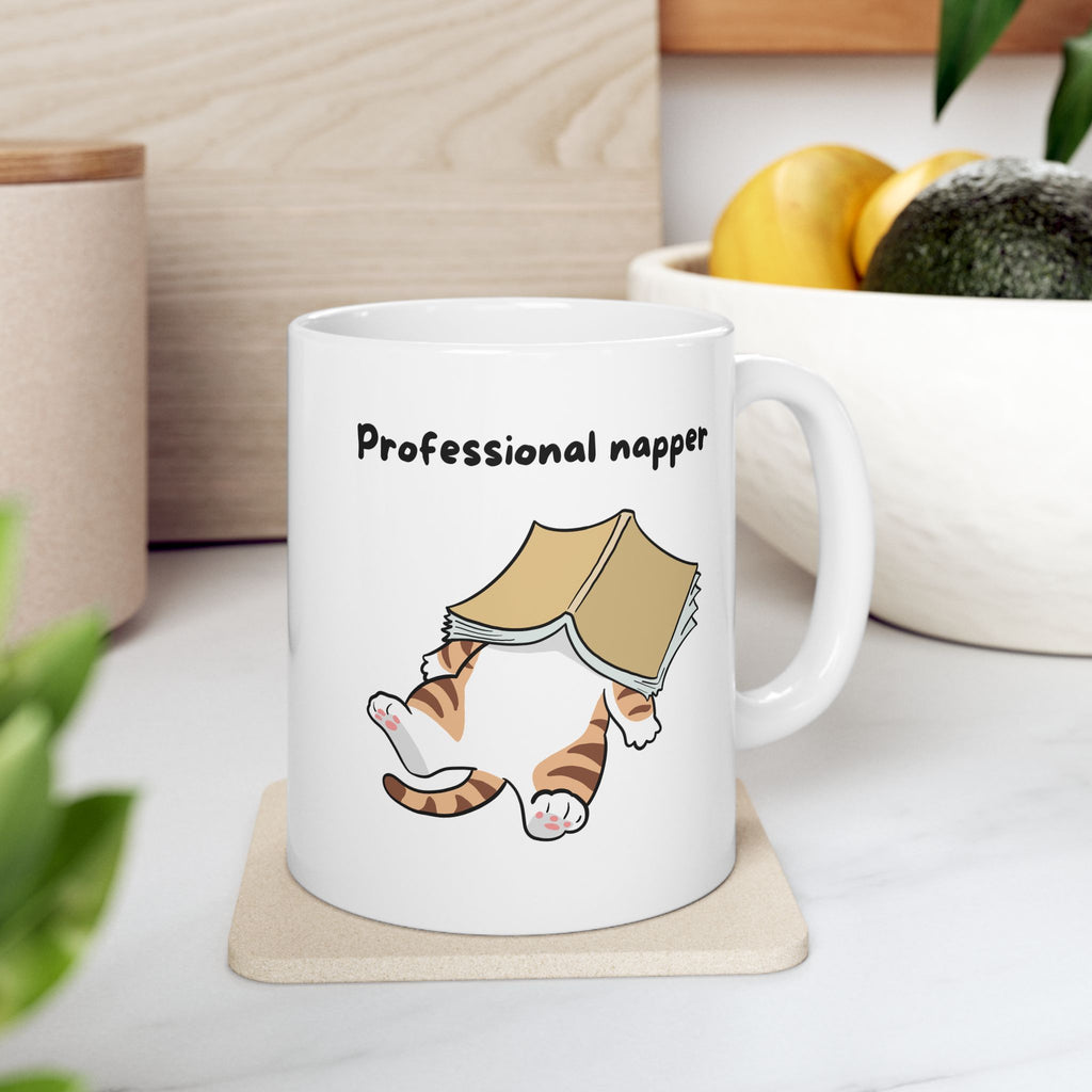 "Professional Napper" Ceramic Mug – 11oz / 15oz Cat Edition