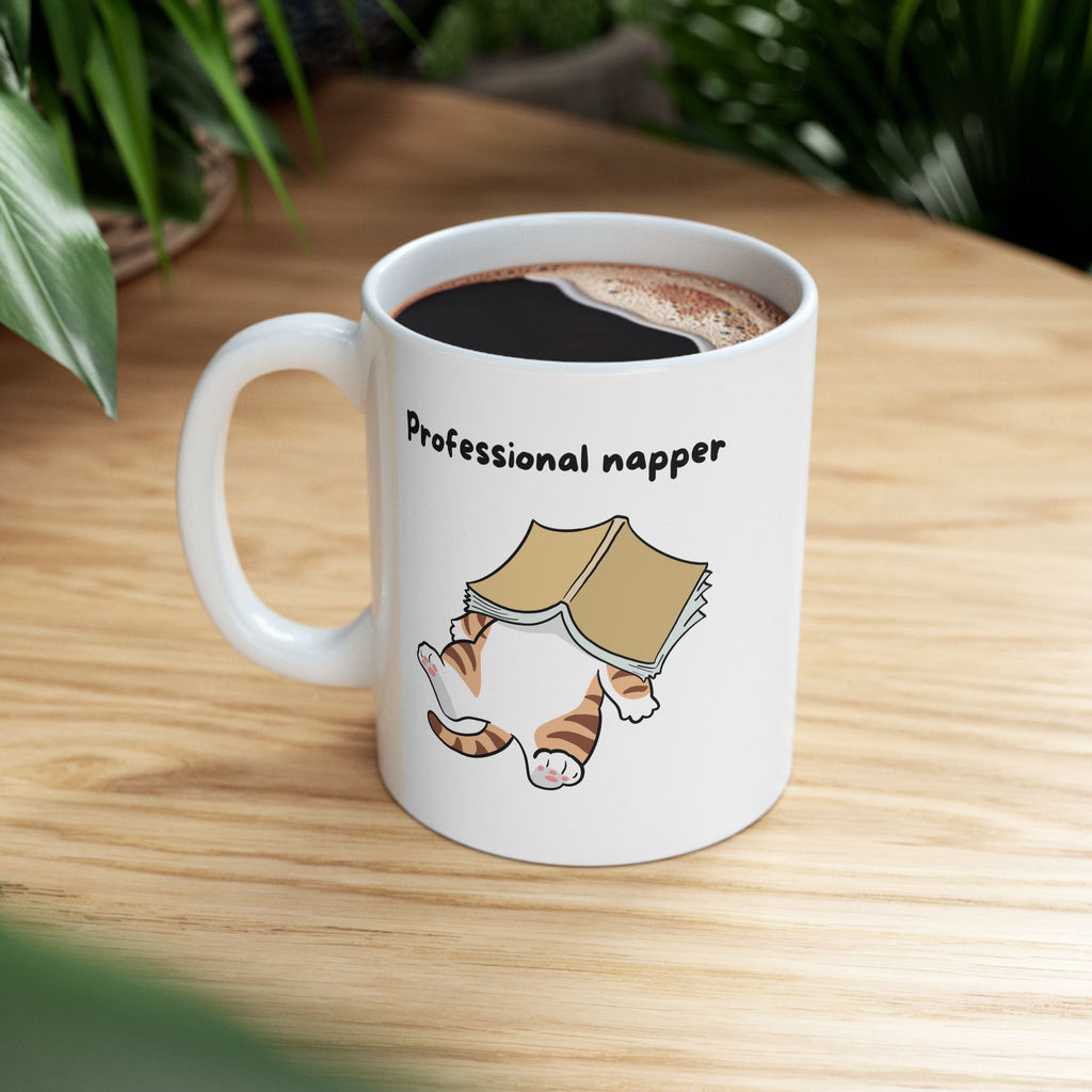 "Professional Napper" Ceramic Mug – 11oz / 15oz Cat Edition