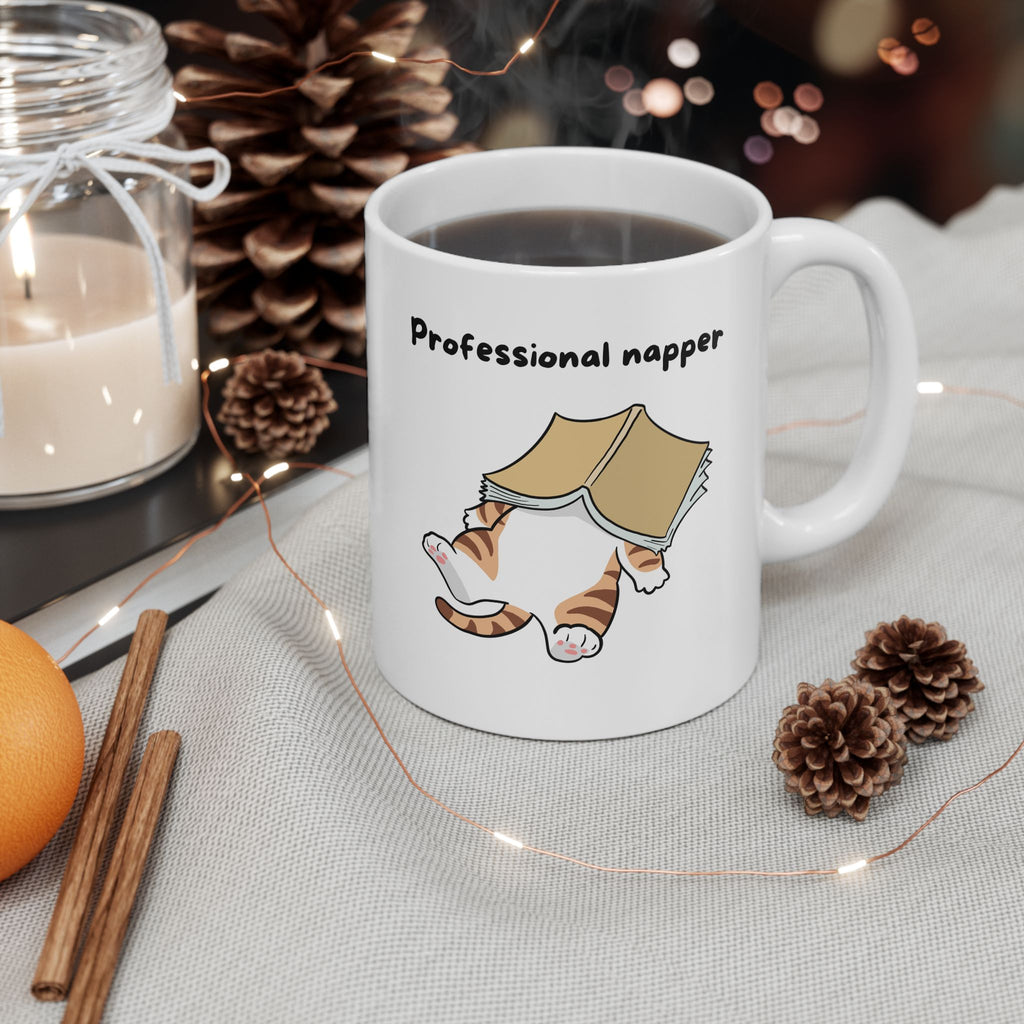 "Professional Napper" Ceramic Mug – 11oz / 15oz Cat Edition