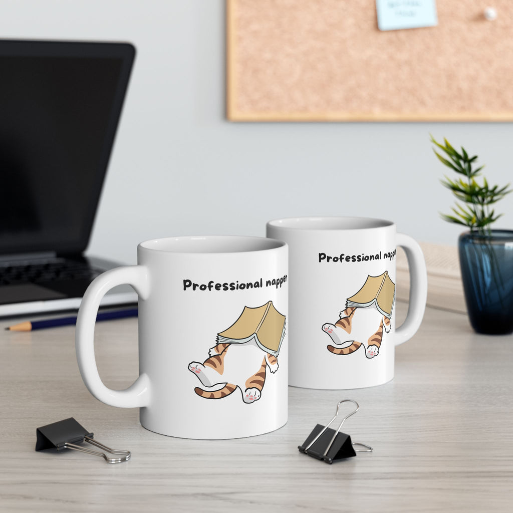 "Professional Napper" Ceramic Mug – 11oz / 15oz Cat Edition