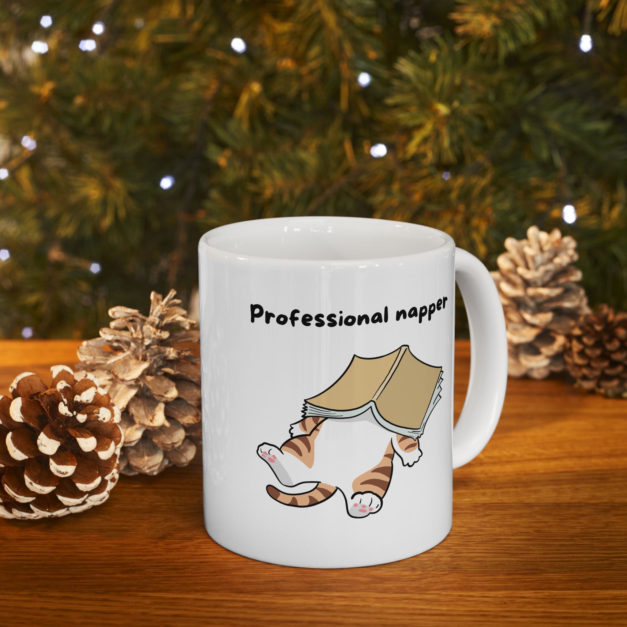 "Professional Napper" Ceramic Mug – 11oz / 15oz Cat Edition