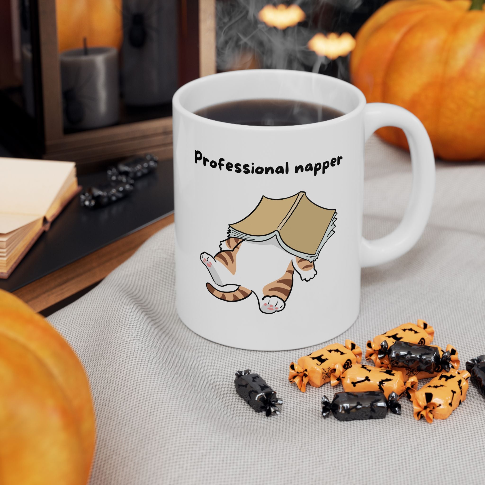 "Professional Napper" Ceramic Mug – 11oz / 15oz Cat Edition